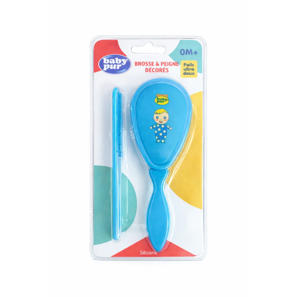Baby pur brosse et peigne bleu REF B18