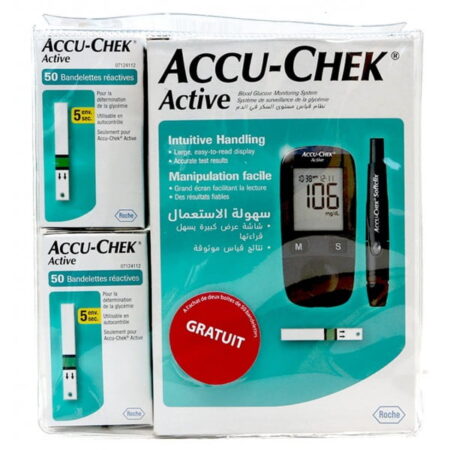 accu-chek coffret active 110 bandelette +Autopiqueur + kit gratuit