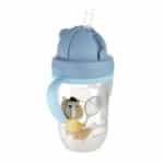 canpol babies tasse anti éclaboussure bleu avec paille 270 ml