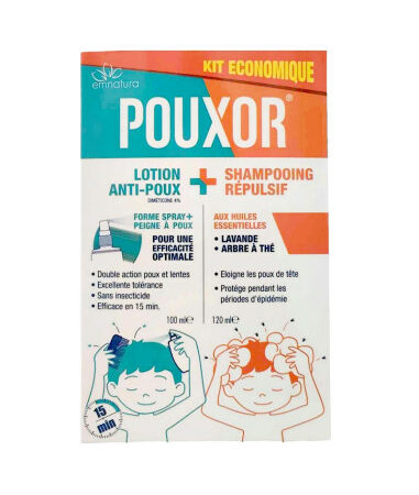 pouxor kit lotion + shampoing repulsif