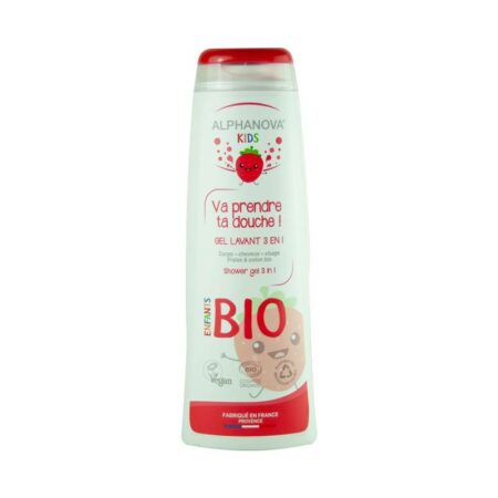 alphanova kids gel lavant 3 en 1 bio fraise 250ml