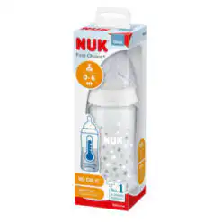 NUK first choice biberon en verre 0-6M blanc 240 ml