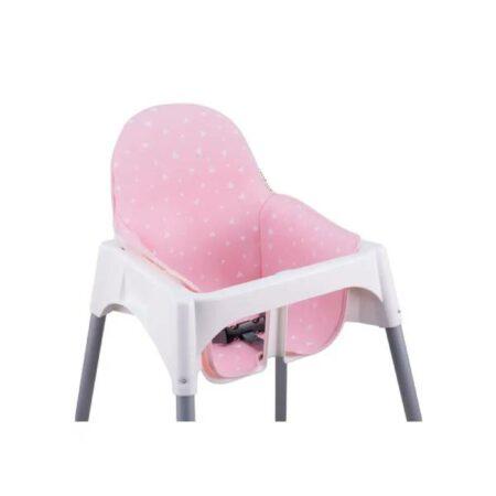Prima Baby Chaise haute slim gris clair avec coussin rose