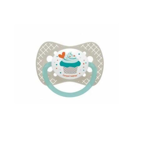 CANPOL babies sucette symétrique silicone 6-18m cupcake gris