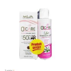 Milva Olcare Ecran Solaire Teinté Beige rosée SPF 50+ + Lait démaquillante 100 ml offert