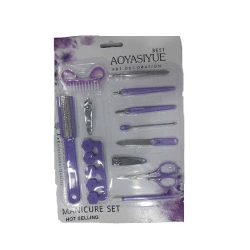 Aoyasiyue paquet kit pedicure 12pcs bleu ou rose ou mauve – Image 2