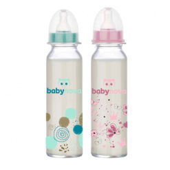 BABY NOVA biberon en verre rose 240ml