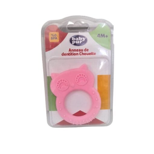 BABY PUR anneau de dentition chouette rose