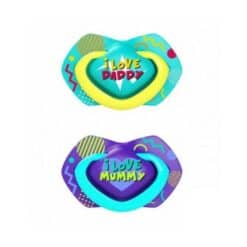 CANPOL 2 sucette universelle neon love bleu 18m+