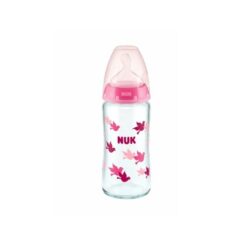 NUK first choice biberon en verre 0-6M rose 240 ml