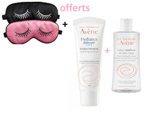 avene coffret Hydrance légère 40 ml  + un masque de nuit  + lotion micellaire  100 ml