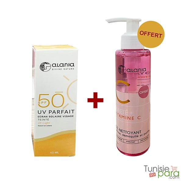 Alania pack ecran solaire visage uv parfait teinte 01 + gel nettoyant purete (OFFERT)