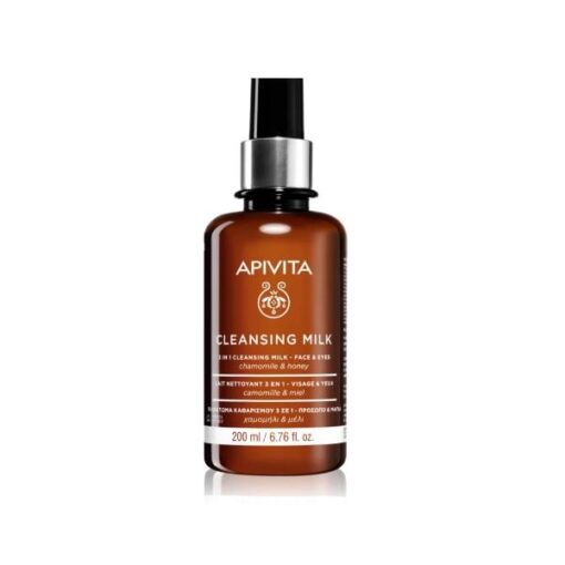 apivita 3en1 lait nettoyant visage yeux 200ml