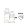 canpol pack 2 biberon anti colique col large PP nouveau né + sucette beige