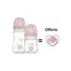canpol pack 2 biberon anti colique col large PP nouveau né + sucette rose