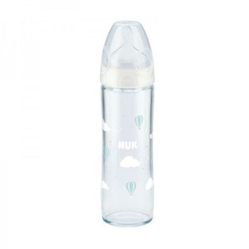 NUK first choice biberon en verre 0-6M BLEU 240 ml – Image 2