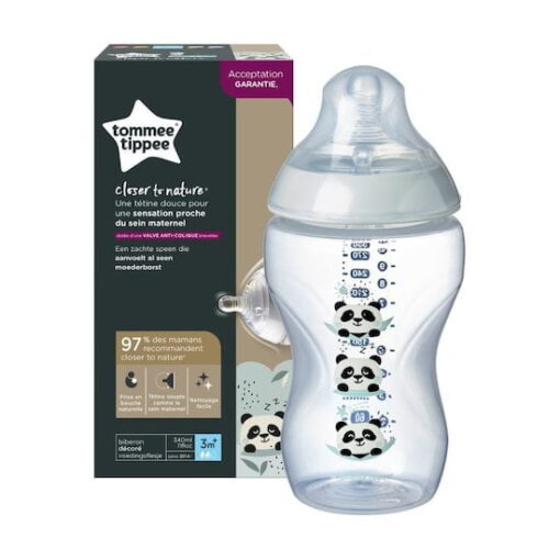 Tommee Tippee Biberon Closer To Nature panda gris 340 ml 3m+ REF : 42269803