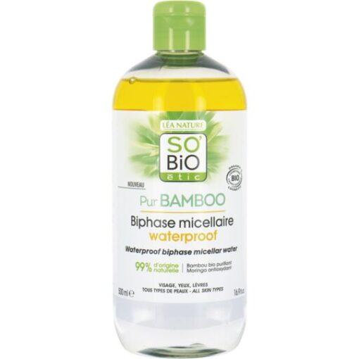 so bio Pure Bamboo biphase eau micellaire waterproof 500ml