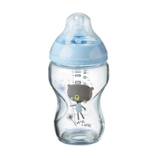 Tommee tippee biberon 250ml ctn en verre bleu 0m+