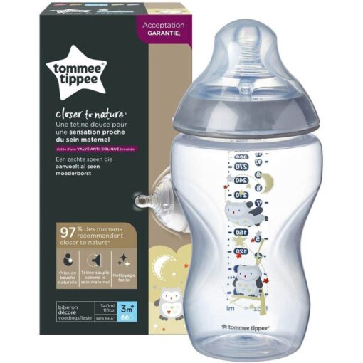 Tommee Tippee Biberon Closer To Nature 340ml hibous gris 3m+ REF:42269703