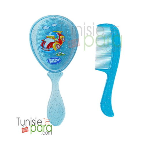 Baby pur brosse et peigne décoré rose – Image 2