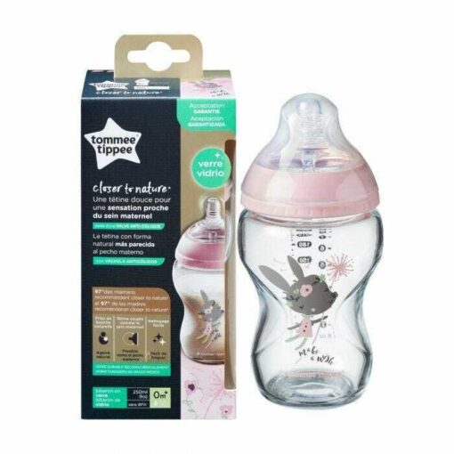 Tommee tippee biberon 250ml ctn en verre lapin rose ref : 42270610