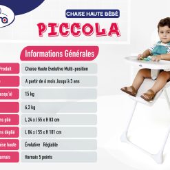 CHAISE HAUTE PRIMA BÉBÉ PICCOLA GRIS