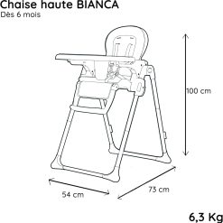 Chaise Haute Bebe Bianca gris-blanc – Image 7