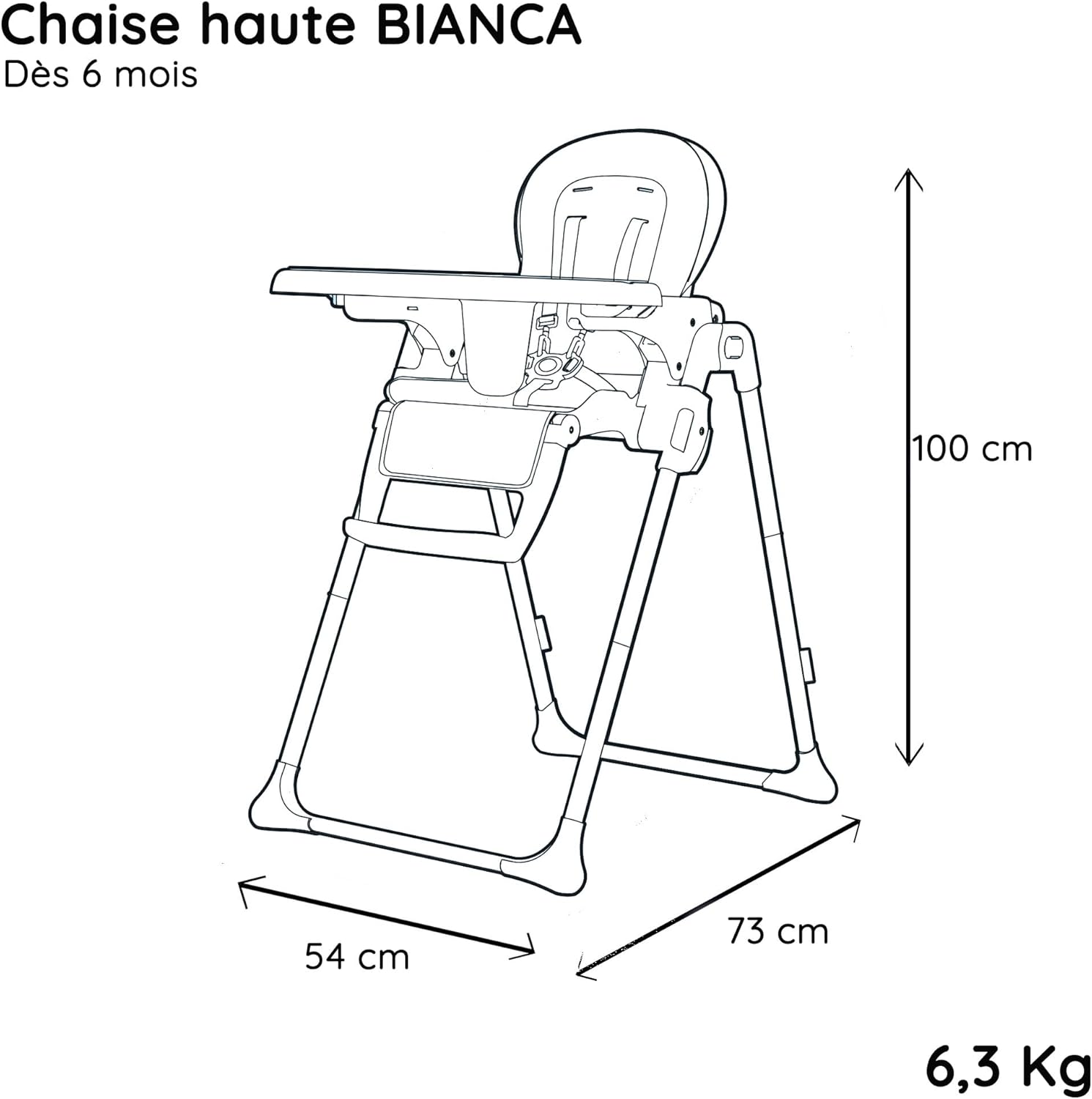 Chaise Haute Bebe Bianca gris-blanc – Image 7