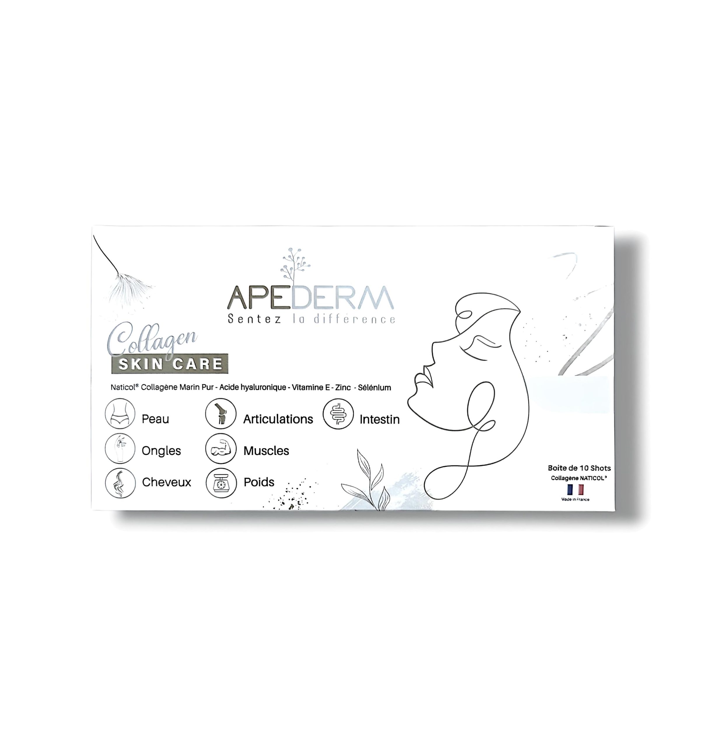 Apederm Collagen Skin Care – collagene marin 10 ampoules buvables 25ml