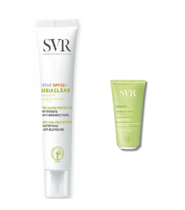 SVR pack sebiaclear spf50 + Sebiaclear creme lavante 55ML offert