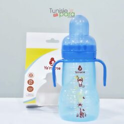YA'MAMA biberon col large bleu avec bras 300ml