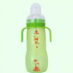 YA'MAMA biberon col large vert avec bras 330ml