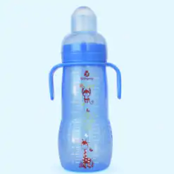 YA'MAMA biberon col large bleu avec bras 330ml