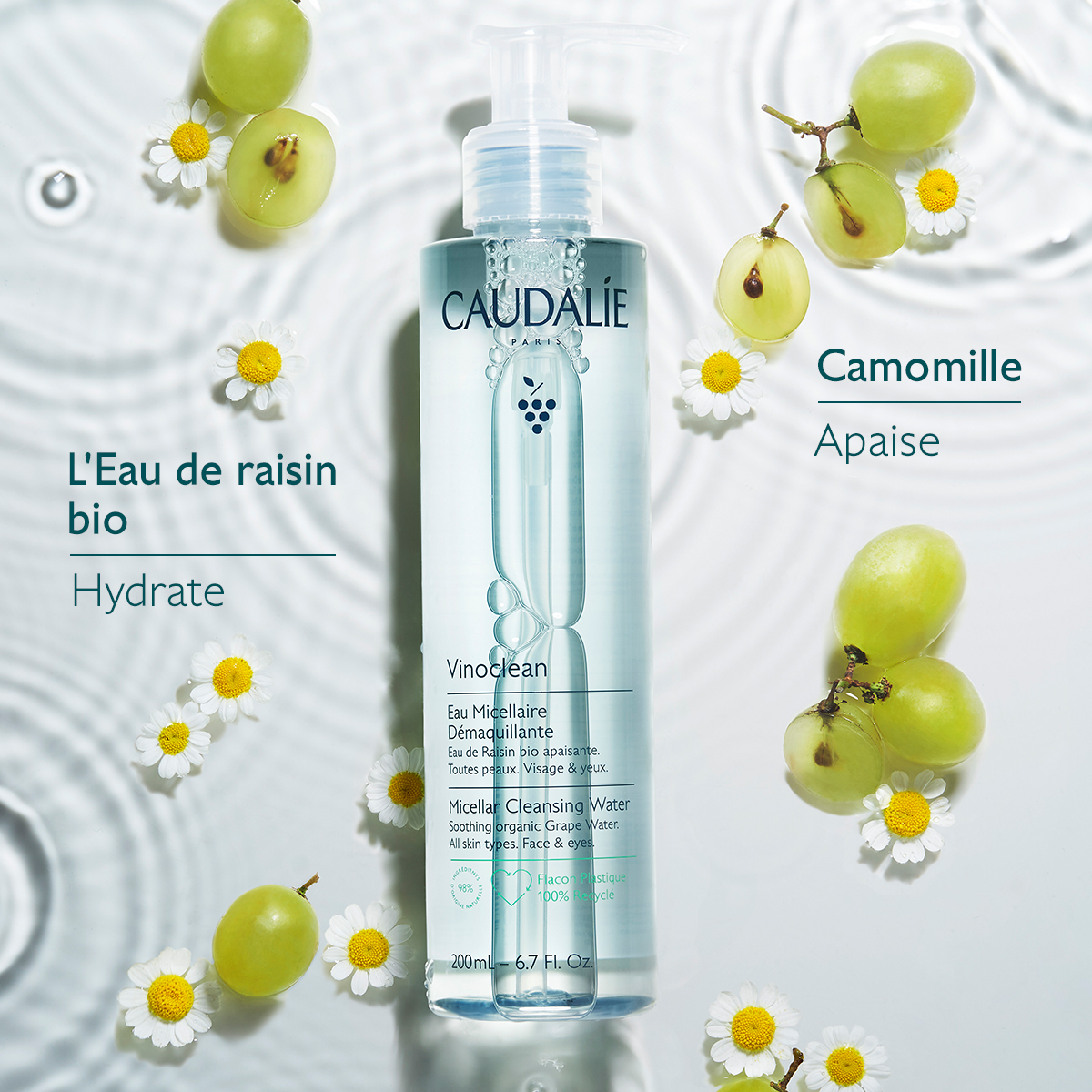 Caudalie Vinoclean - Eau Micellaire Démaquillante à la Camomille 200ml – Image 3
