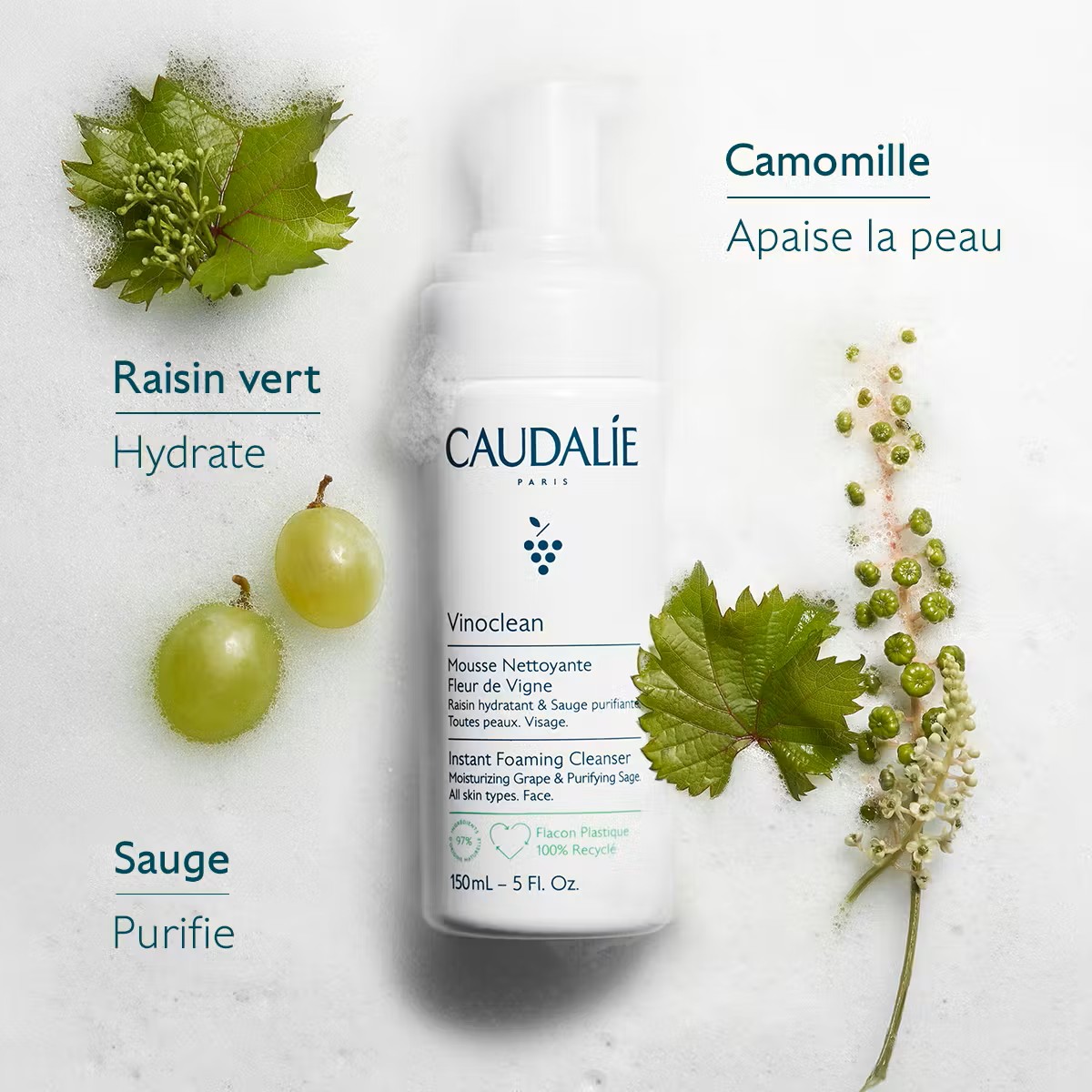 Caudalie Vinoclean - Mousse Nettoyante Visage Fleur de Vigne 150ml – Image 7