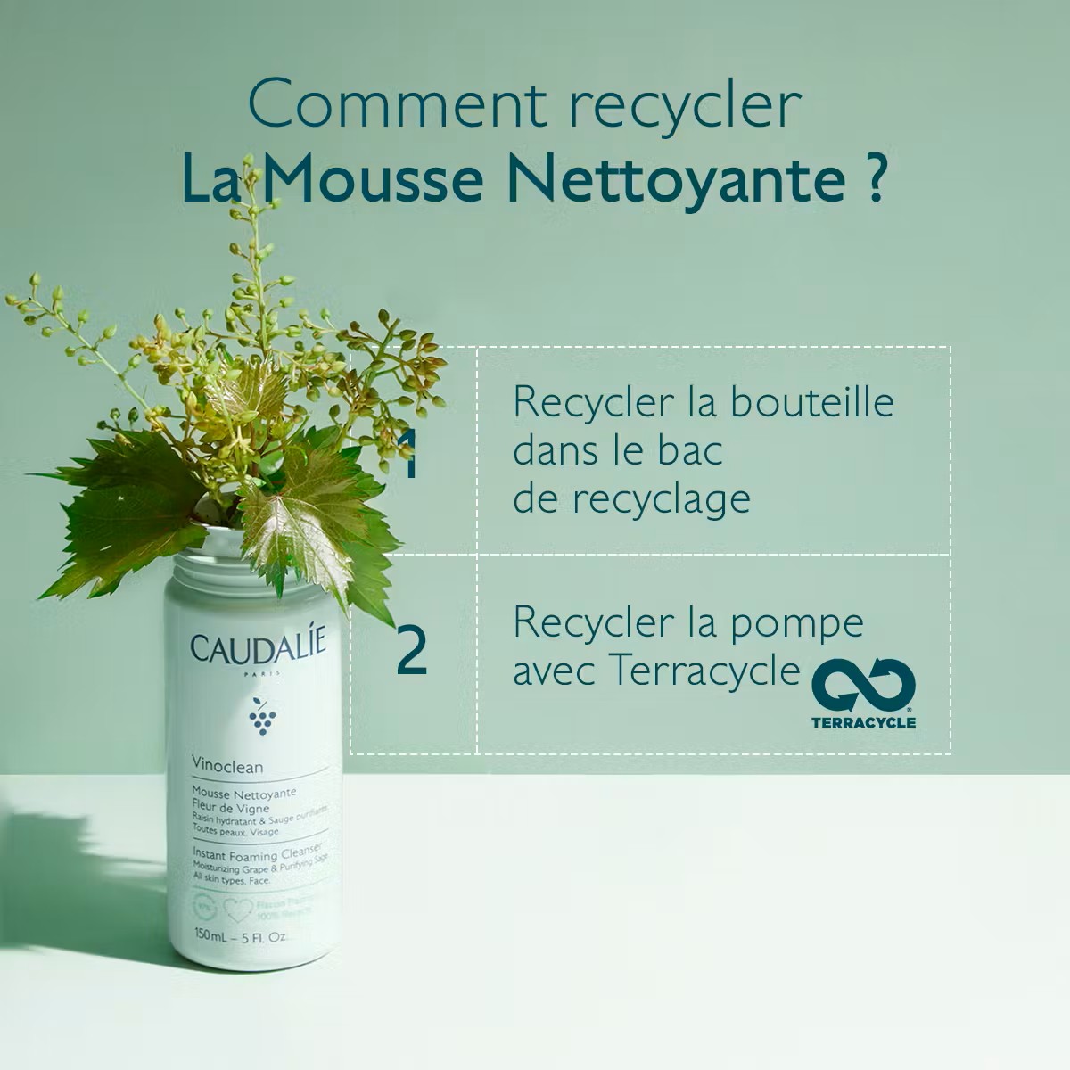 Caudalie Vinoclean - Mousse Nettoyante Visage Fleur de Vigne 150ml – Image 5