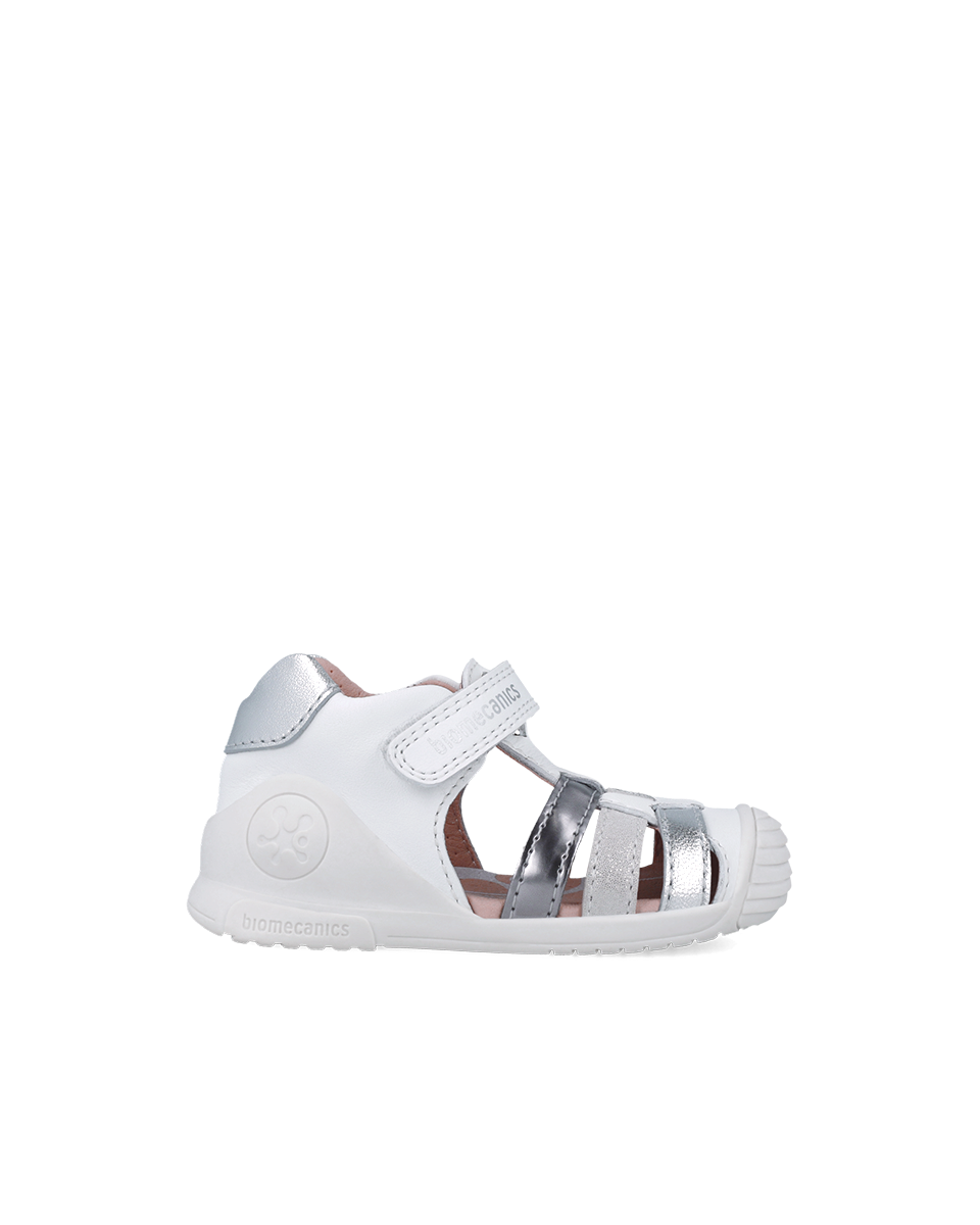 BIOMECANICS Sandale casual à brides blanc et argent (Napa) Pointure 24 Réf 252104-B313