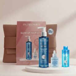 INODERMA TROUSSE GLOW UP YOUR SKIN GEL NETTOYANT + SERUM BOOSTER + EAU MICELLAIRE BIPHASÉ 30ML OFFERTE ET TROUSSE OFFERTE