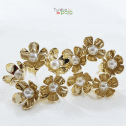 Boucles d'Oreilles Fleurs en Acier Inoxydable Doré