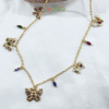 Collier Multi-Breloques Papillons en Acier Inoxydable – Cristaux Multicolores et Doré