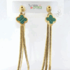 Boucles d'Oreilles "Cascade Malachite" – Trèfles Verts et Chaines Serpent en Acier Inoxydable