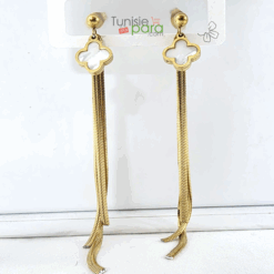 Boucles d'Oreilles "Cascade Nacrée" – Trèfles en Nacre et Chaînes Serpent