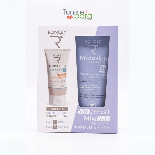 RONCEY COFFRET SUNSHIELD ECRAN INVISBLE PNM 50ML+MIXASKIN GEL NETTOYANT PNM 200ML