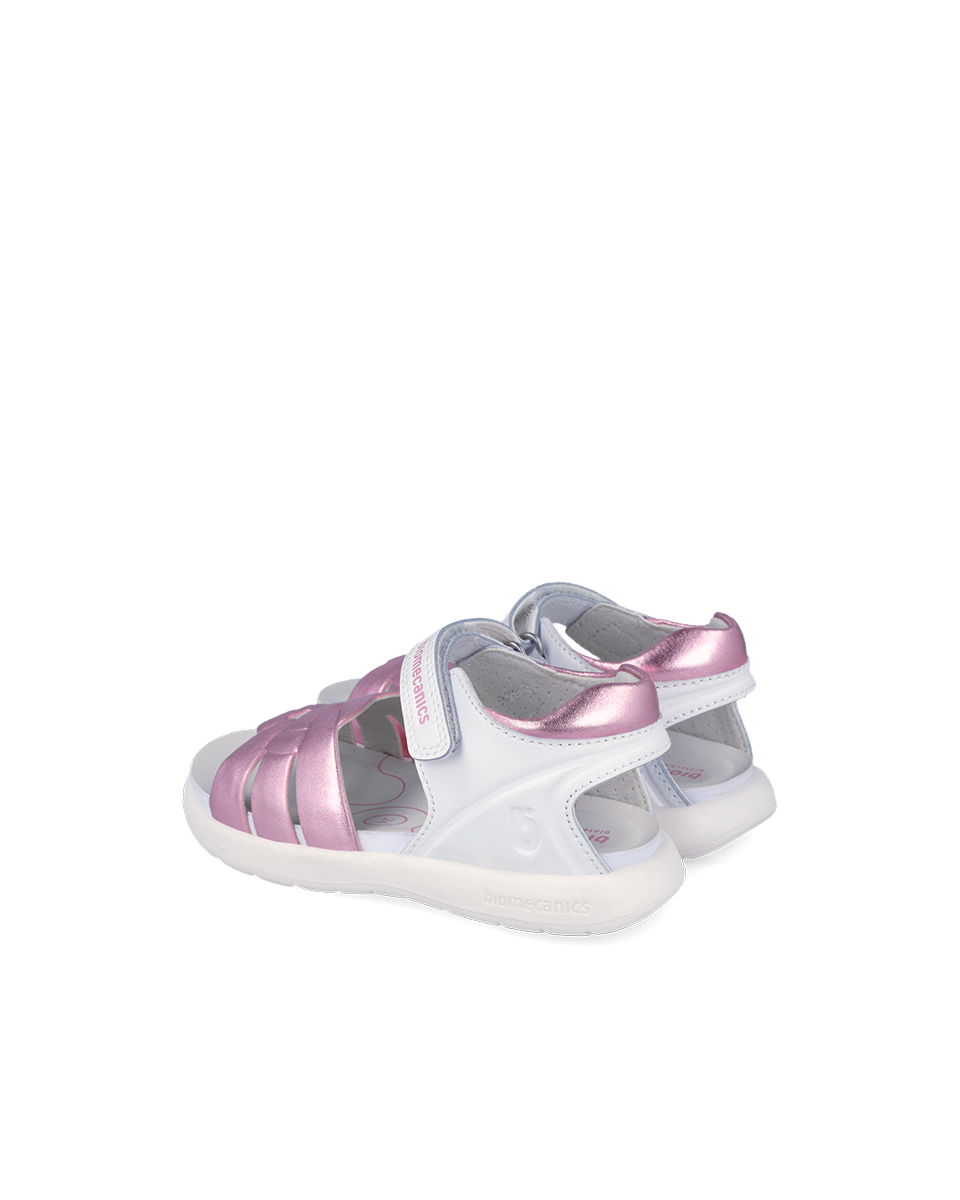 Sandales Fille Biomecanics – Blanc et Rose Métallisé REF: 262209-A113 – Image 3