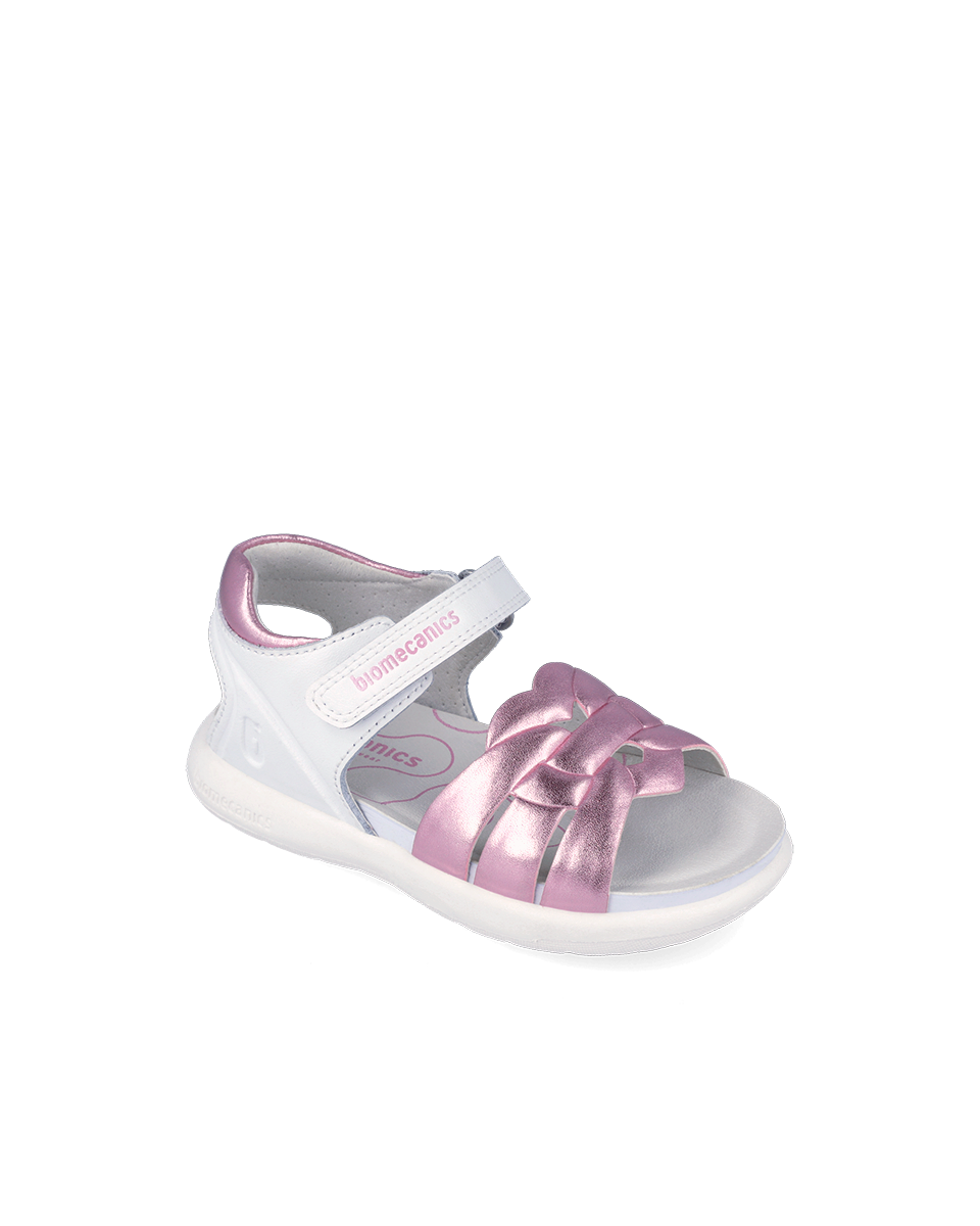 Sandales Fille Biomecanics – Blanc et Rose Métallisé REF: 262209-A113 – Image 2