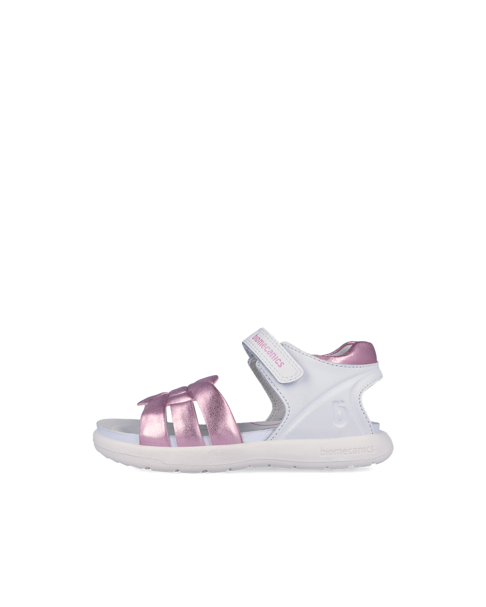 Sandales Fille Biomecanics – Blanc et Rose Métallisé REF: 262209-A113