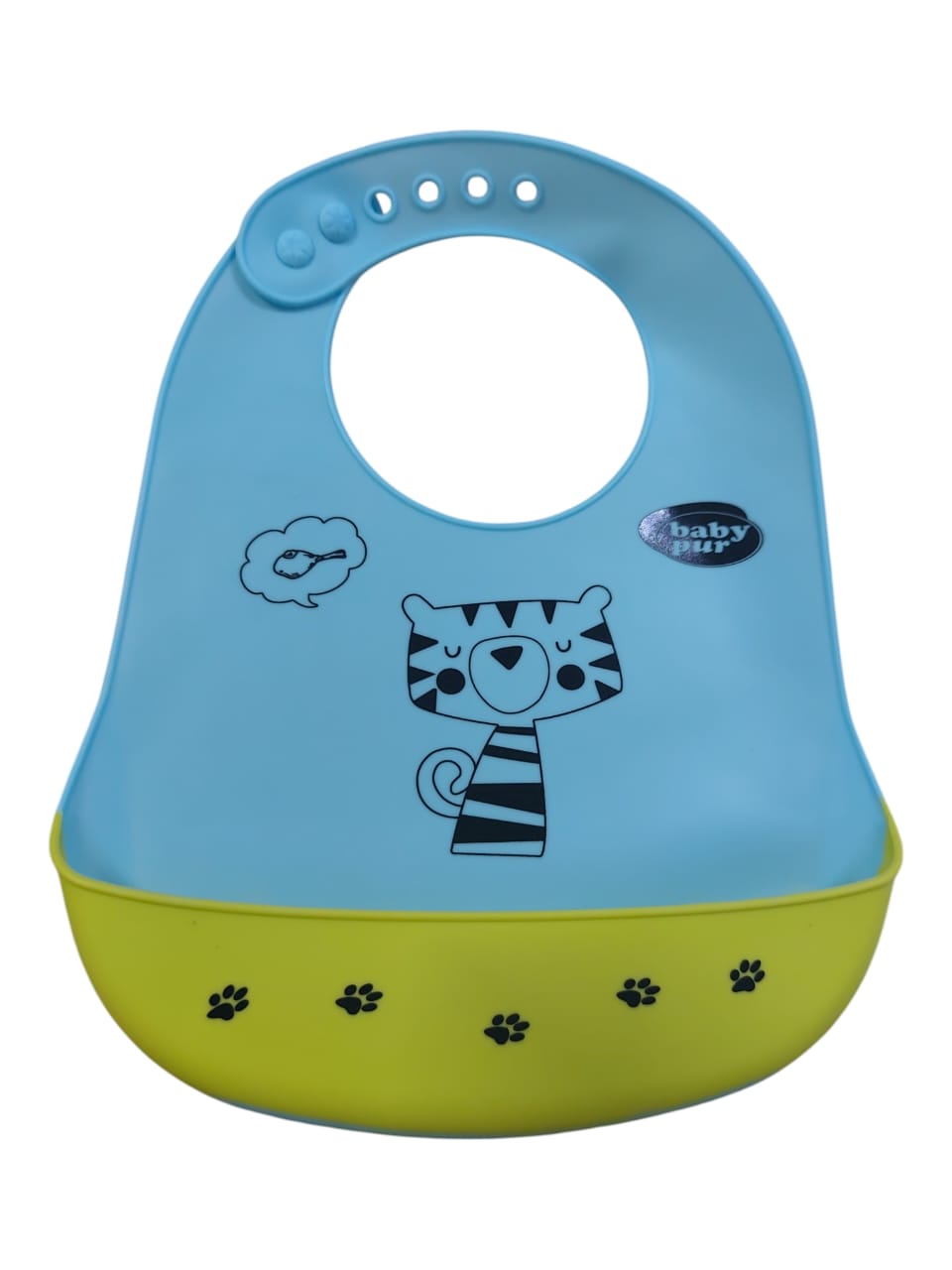 baby pur Bavoir Souple avec Récupérateur Bleu