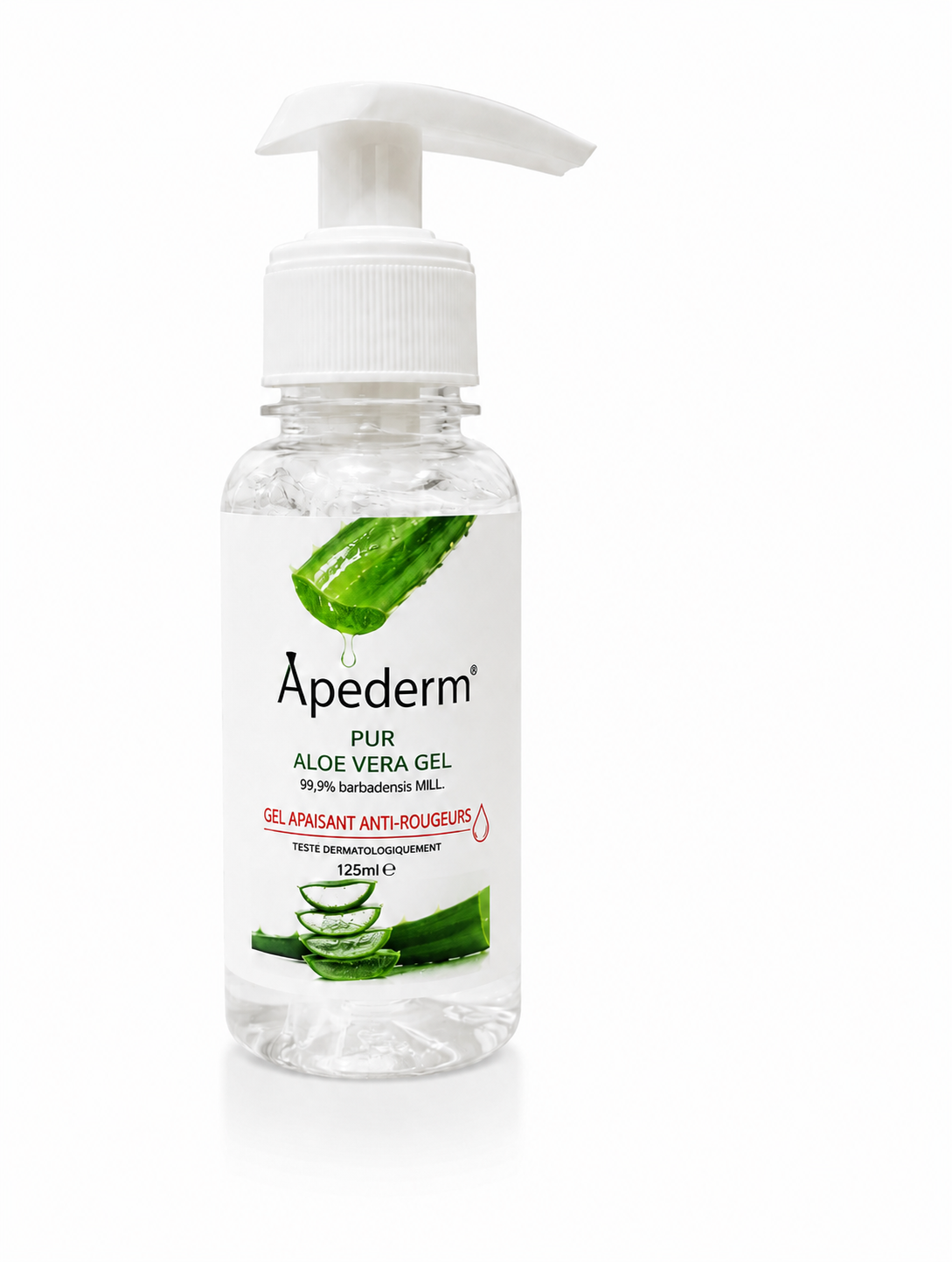 Apederm® Gel Apaisant Anti-Rougeurs à l’Aloe Vera 99,9% – Visage, Corps & Cheveux – 125 ml