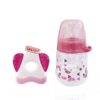 NIP Biberon Large Col Anti-Colique 150ml rose 0 M+ avec Anneau de Dentition Offert